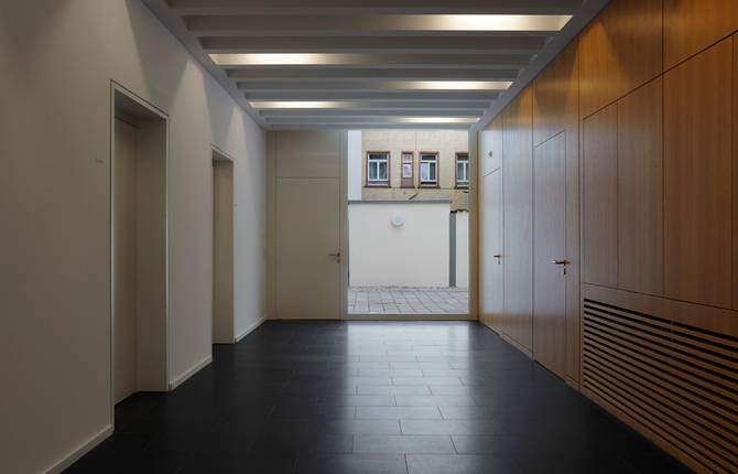 house of protestant church wiesbaden entrance area view courtyard