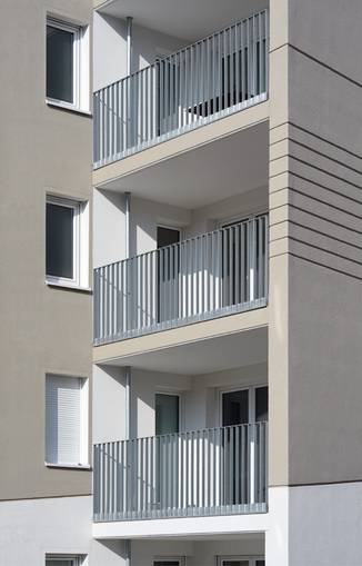 Residential Construction at Rebstockpark Frankfurt Detail Facade Balcony
